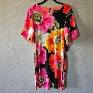 MSK Floral Shift Dress in Pink & Black Size S